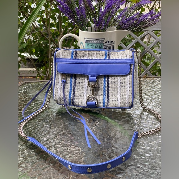 Rebecca Minkoff Blue & Grey Tweed Mini M.A.C. Crossbody Purse - Picture 4 of 14